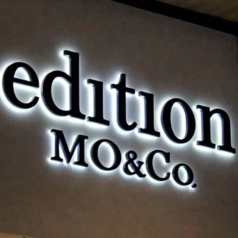 black channel letters with white led halo lighting