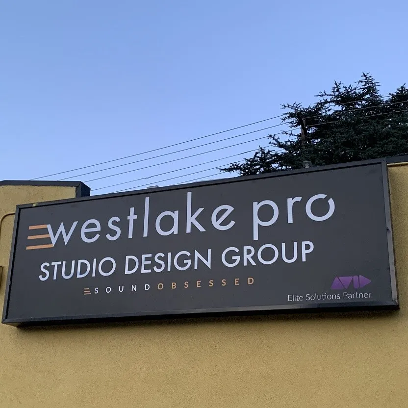 black light box sign for a design studio