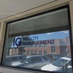 vinyl sign on exterior window
