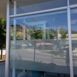 frosted winodw film blocking view into an office