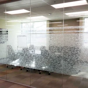privacy film on the glass wall of a conference room