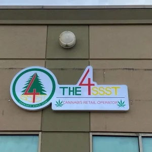 Custom shaped channel letter sign installed exterior wall.