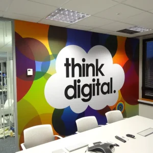 A wall graphic in a conference room.